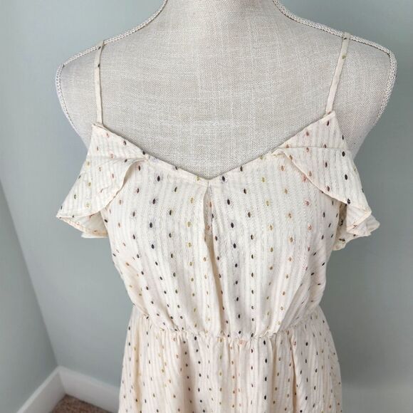 A NEW DAY WOMEN'S POLKA DOT SMOCKED METALLIC SLEVELESS DRESS SIZE XS - Picture 6 of 11
